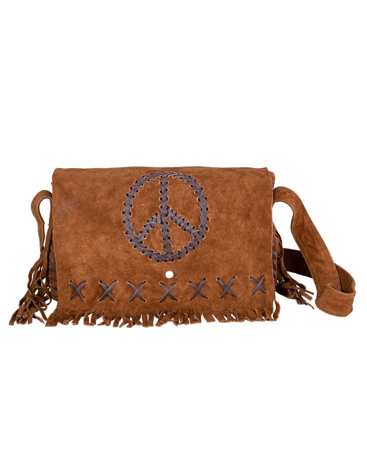 Brown Leather Western Bag with Peach Sign