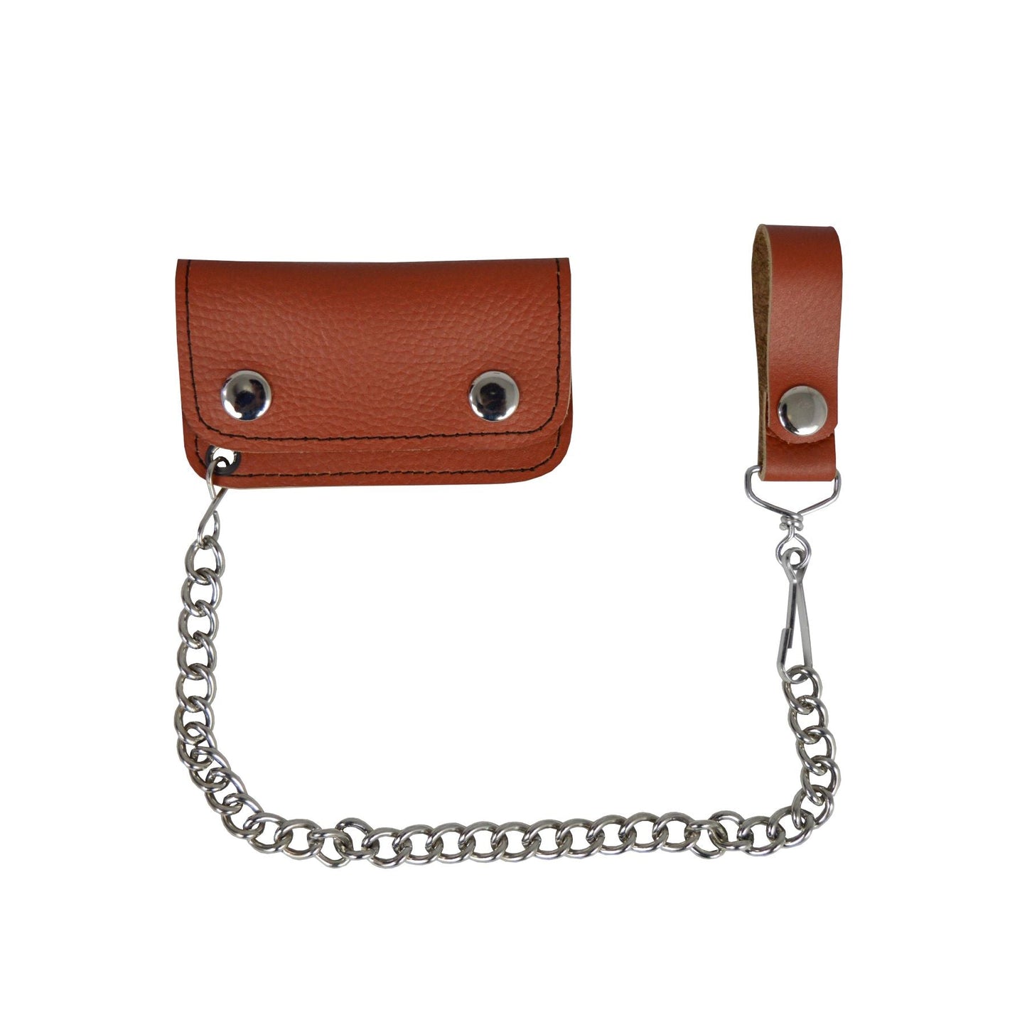 Brown Leather Motorcycle Chain Coins Wallet