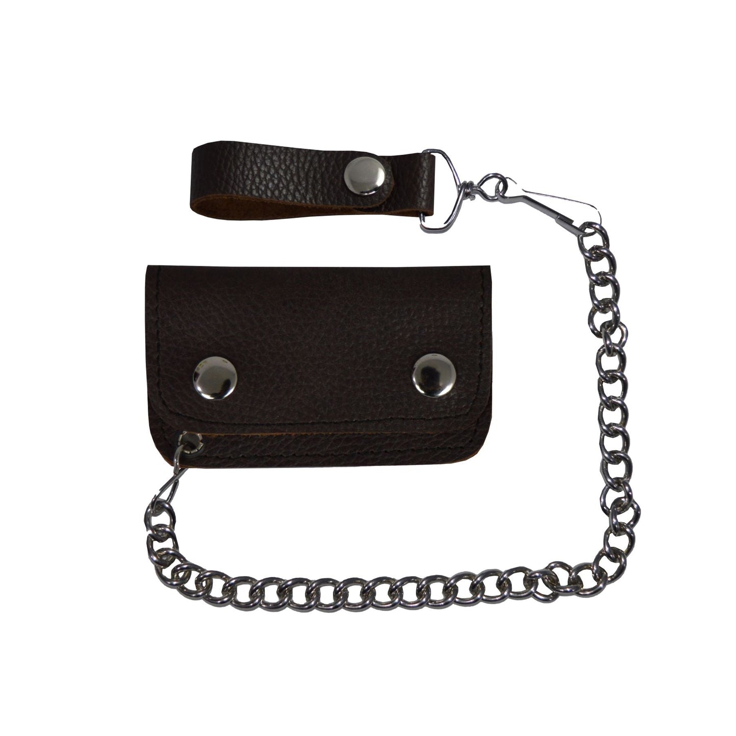 Dark Brown Leather Motorcycle Chain Coins Wallet