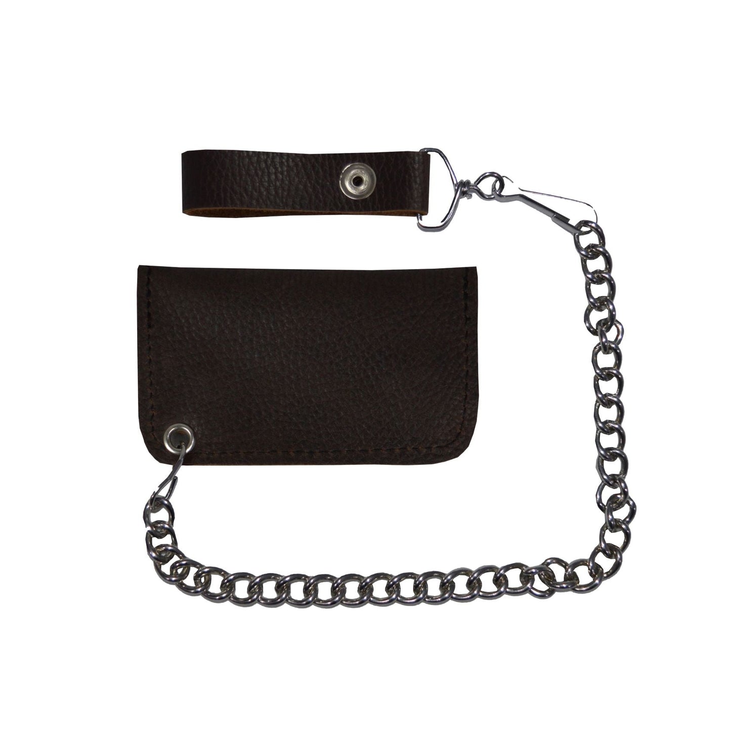 Dark Brown Leather Motorcycle Chain Coins Wallet