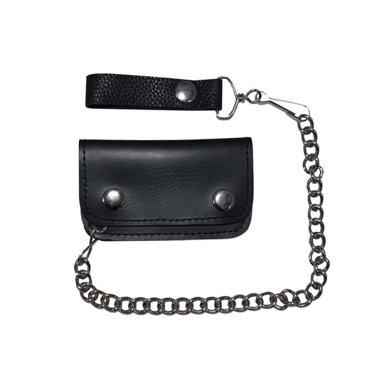 Dream Apparel Black Leather Motorcycle Chain Coins Wallet