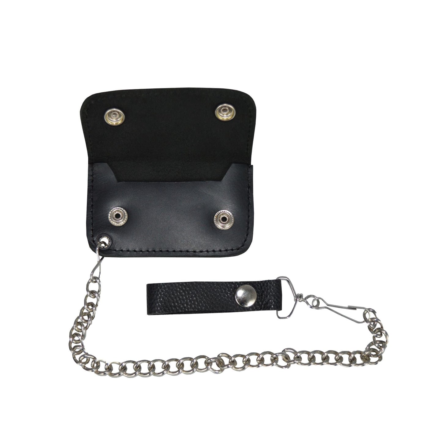 Dream Apparel Black Leather Motorcycle Chain Coins Wallet