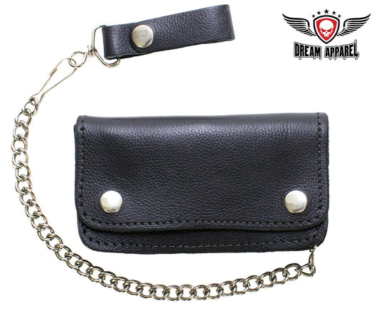 Heavy Duty Black Leather Motorcycle Chain Wallet