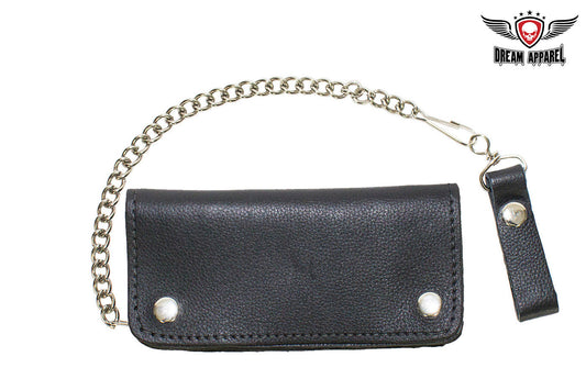 Heavy Duty Black Leather Motorcycle Chain Wallet