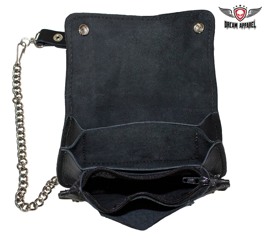 Heavy Duty Black Leather Motorcycle Chain Wallet