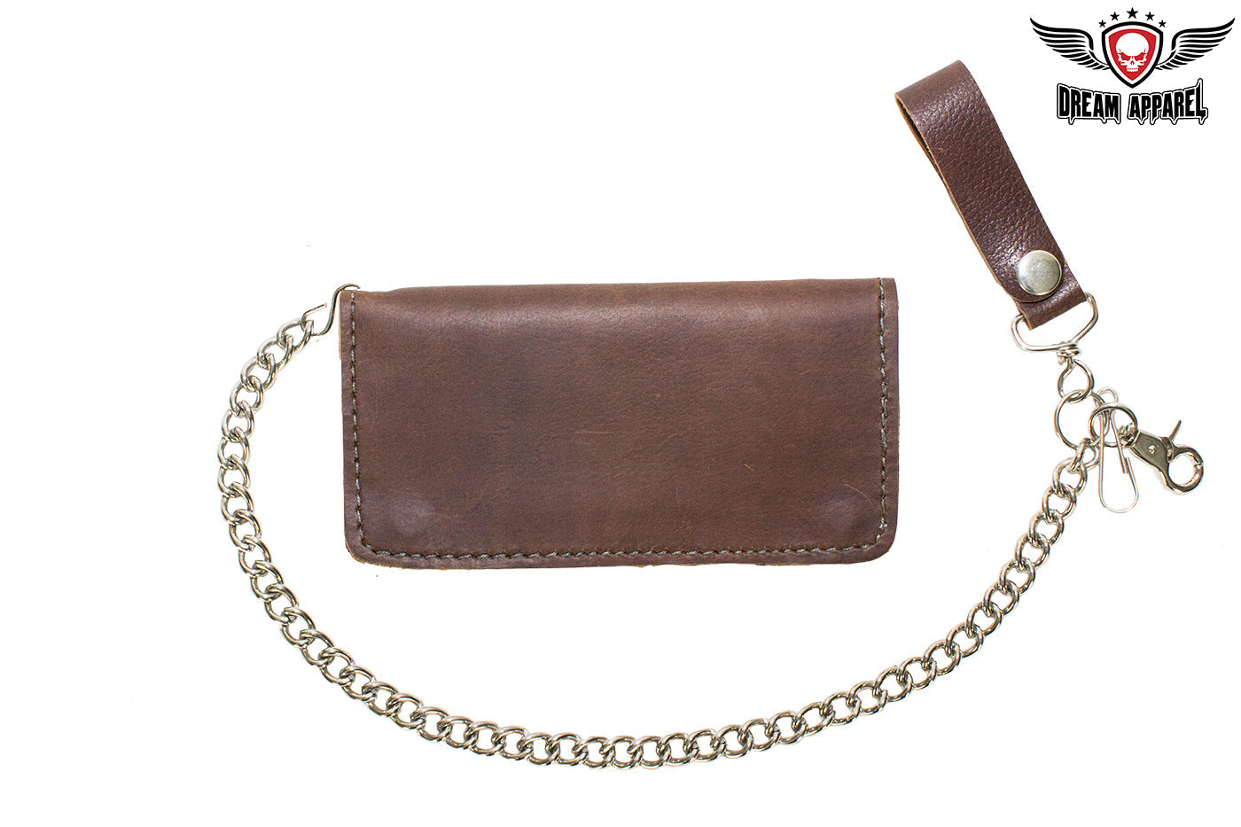 Dream Apparel Heavy Duty Dark Brown Leather Chain Wallet