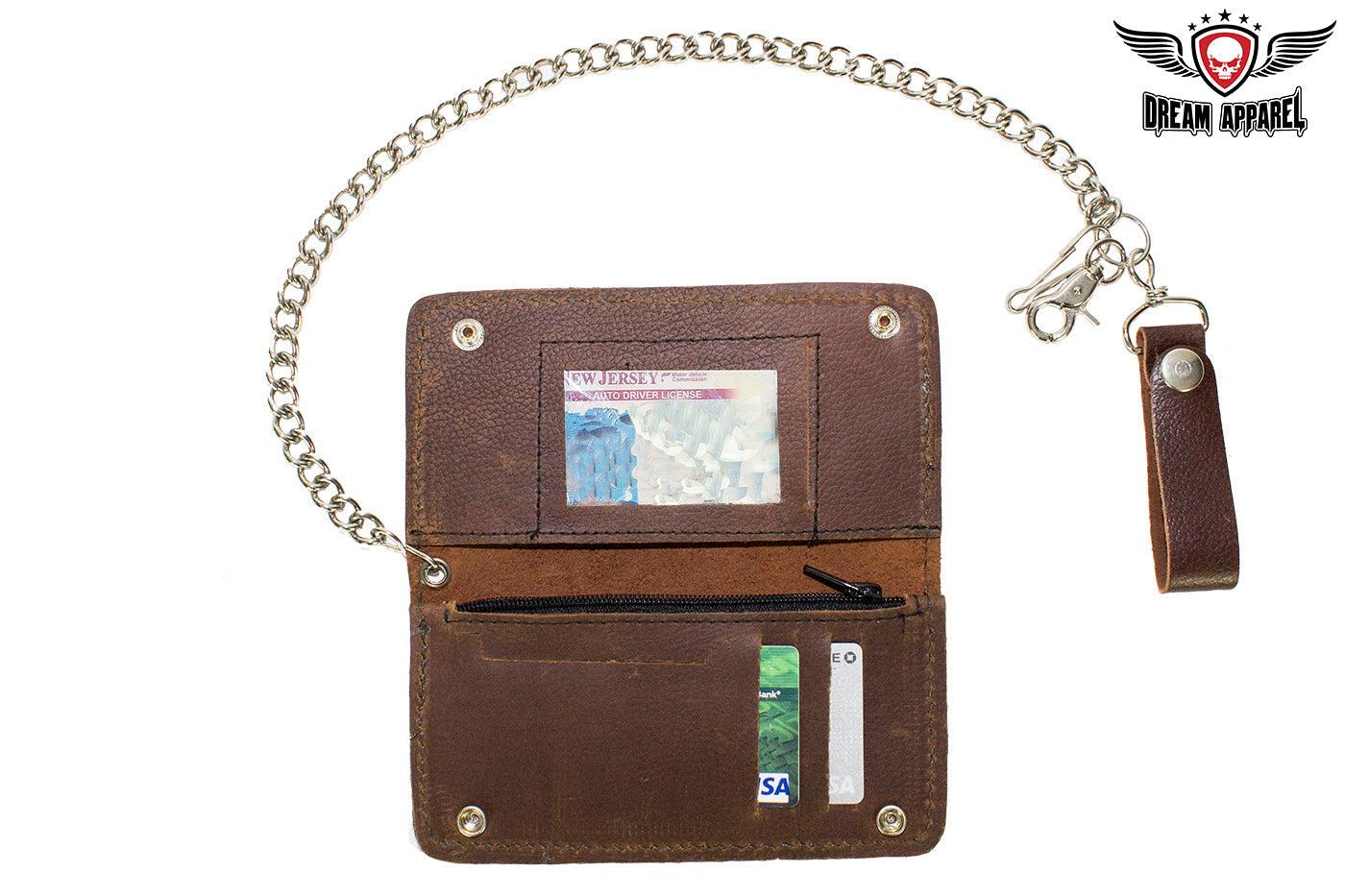 Dream Apparel Heavy Duty Dark Brown Leather Chain Wallet