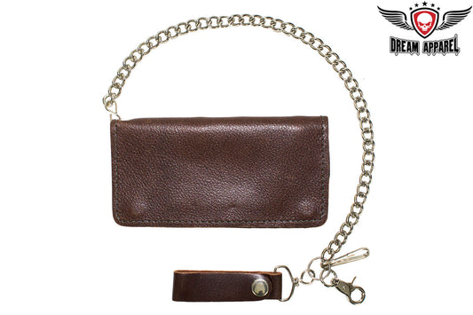 Heavy Duty Full Grain Brown Leather Chain Wallet