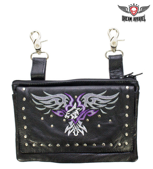 All Naked Cowhide Leather Purple Eagle Belt Bag