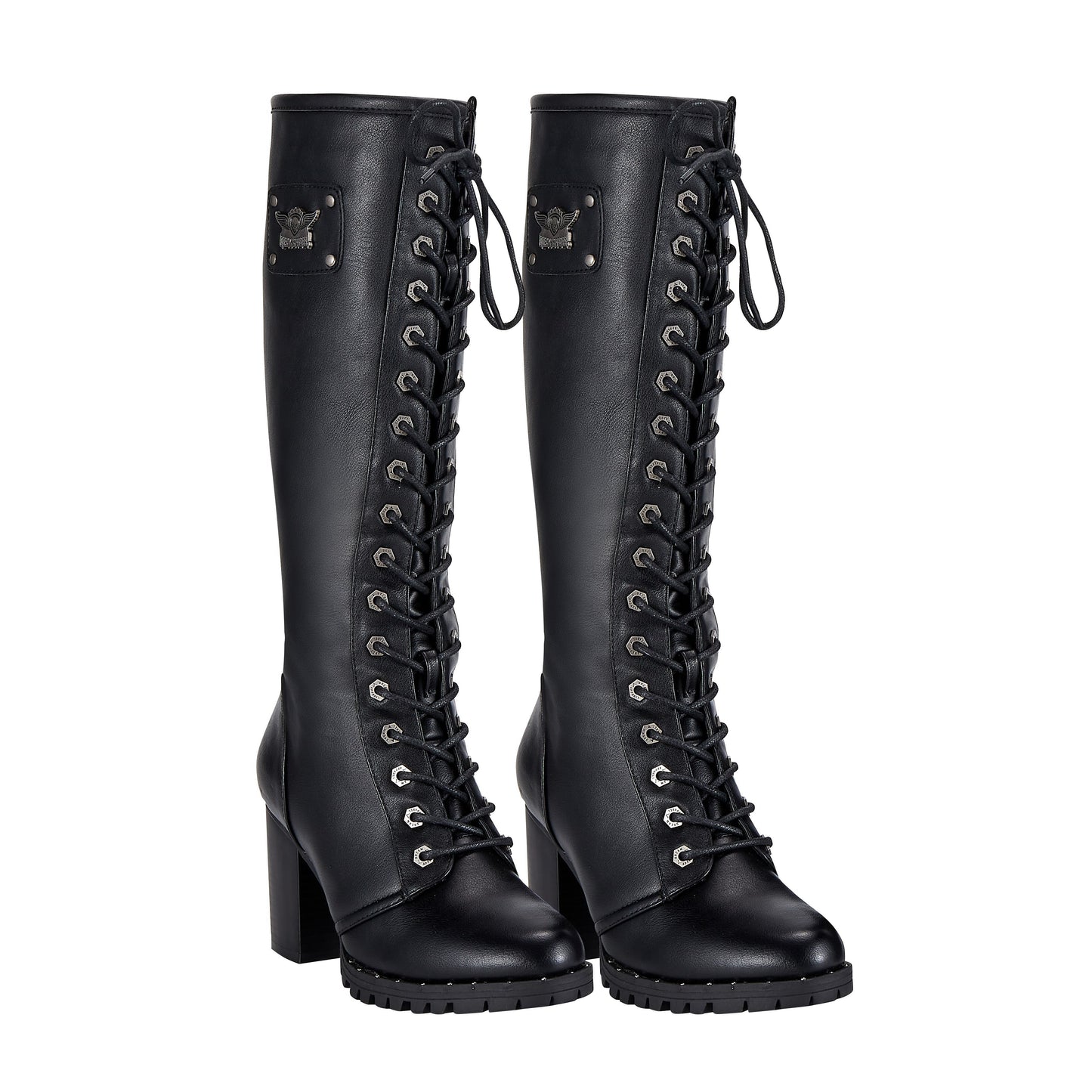 Womens Knee High Laced Boots By Dream Apparel® Zipper on Side