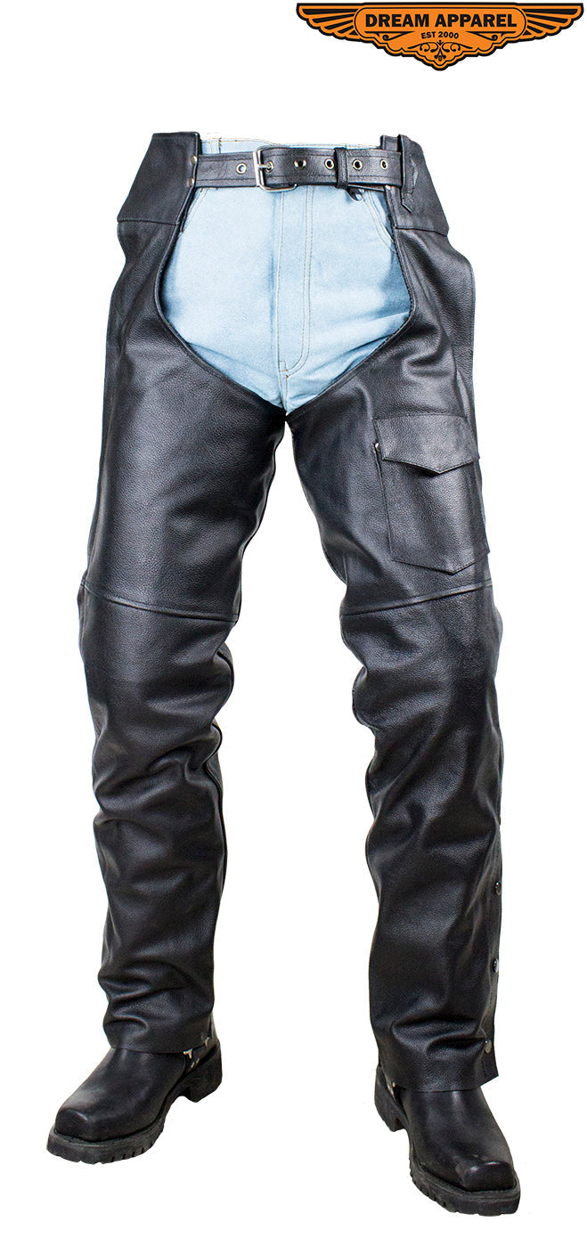 Plain Black Split Leather Chaps