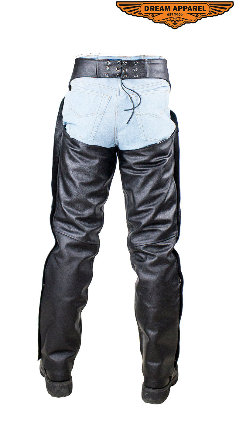 Plain Black Split Leather Chaps