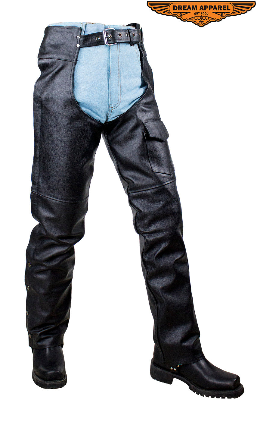 Plain Black Split Leather Chaps