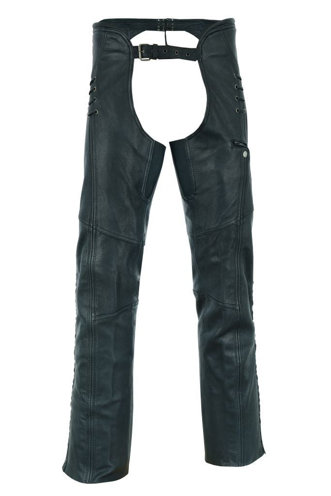 Classic Chaps with Eyelets Design & Zipper Pocket