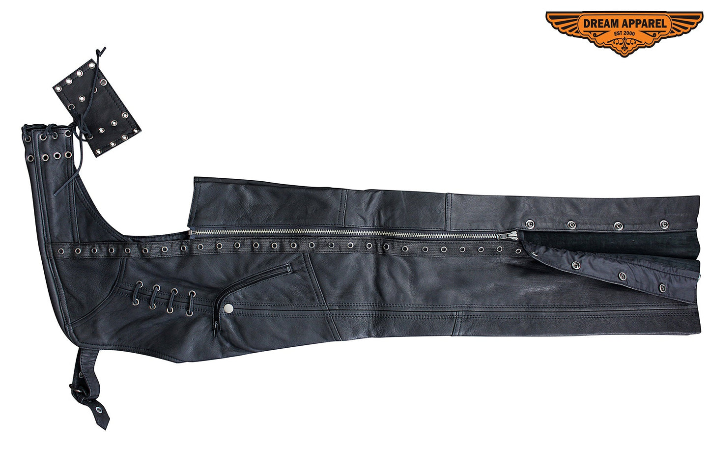 Classic Chaps with Eyelets Design & Zipper Pocket