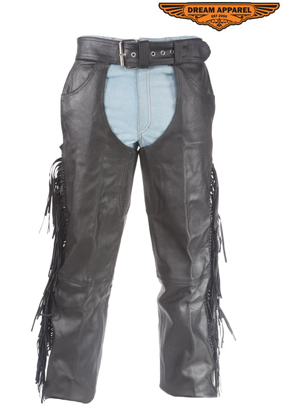 Motorcycle Chaps With Braid & Fringe