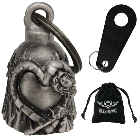 Dream Apparel Heart with Rose Motorcycle Bell, for Good Luck and in 3-D