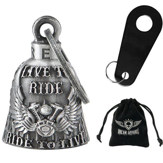 Dream Apparel Eagle Wings with V-Twin Engine, Live to Ride Motorcycle Bell, Good Luck and in 3-D