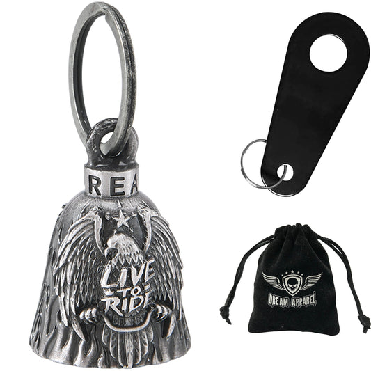 Dream Apparel Eagle with Wings, Live to Ride Motorcycle Bell