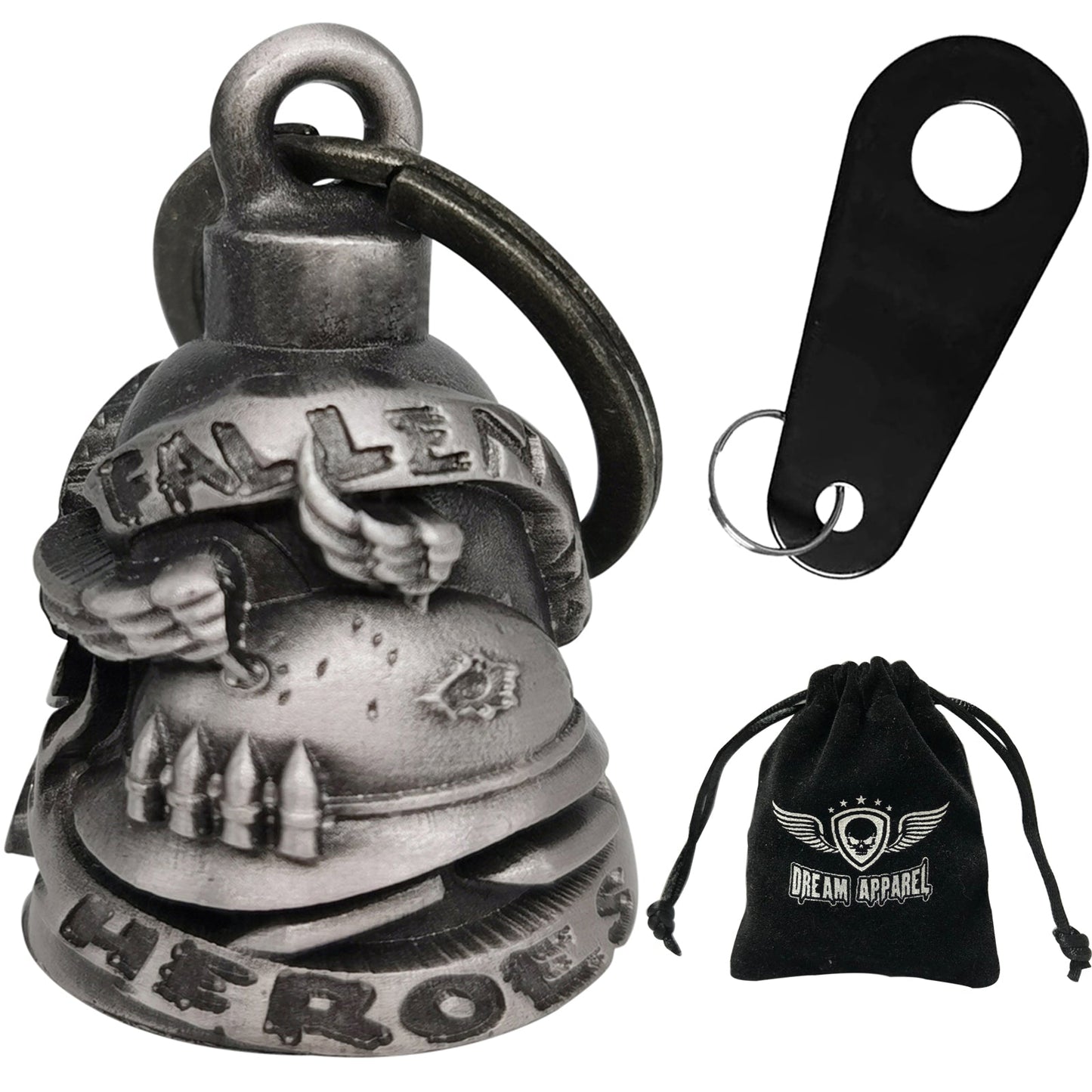 Dream Apparel Fallen Heros Motorcycle Bell, for Good Luck and in 3-D, Impact Resistant