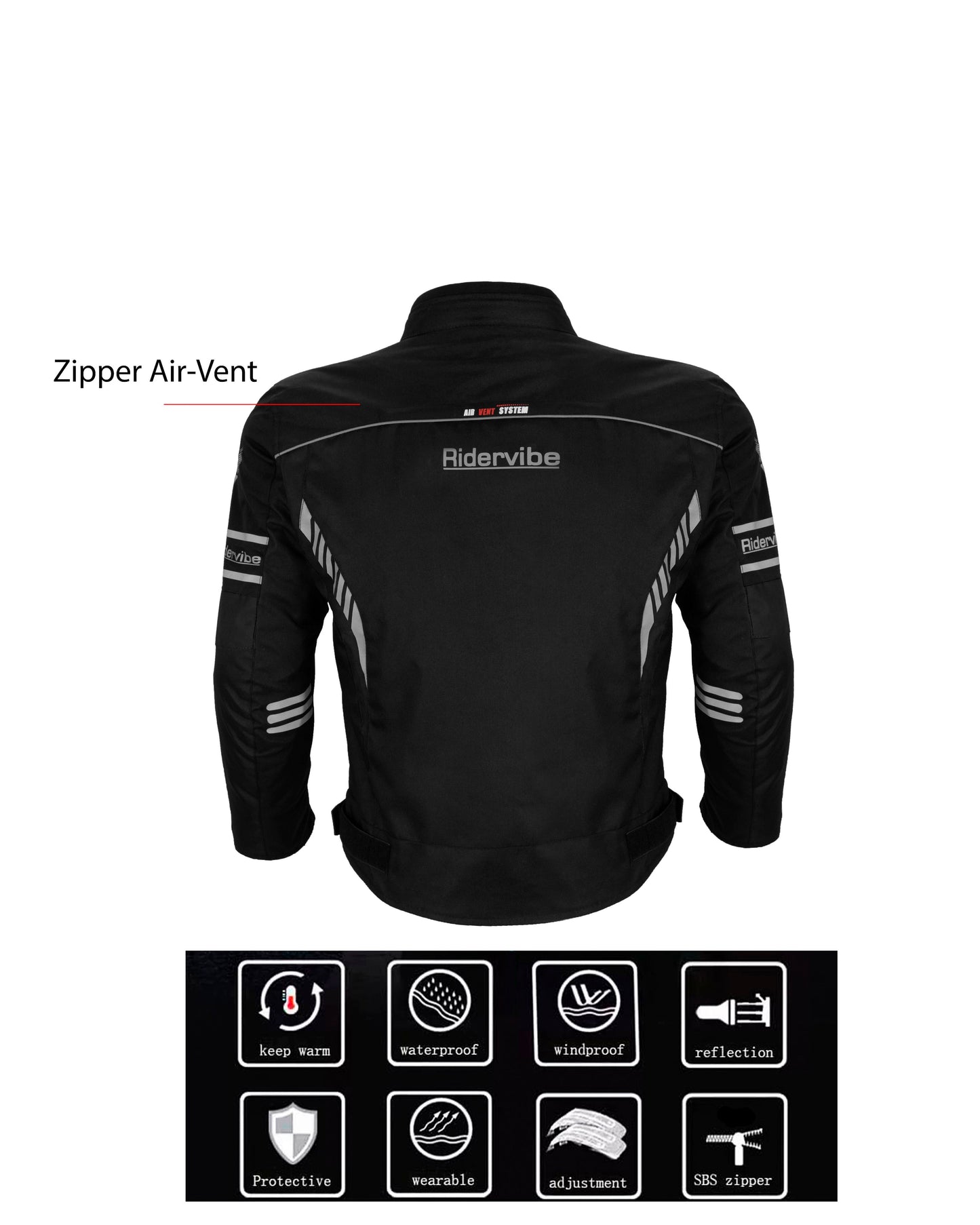 Dream Apparel Men's CE Armored Nylon & Mesh Motorcycle Black Waterproof Biker Jackets