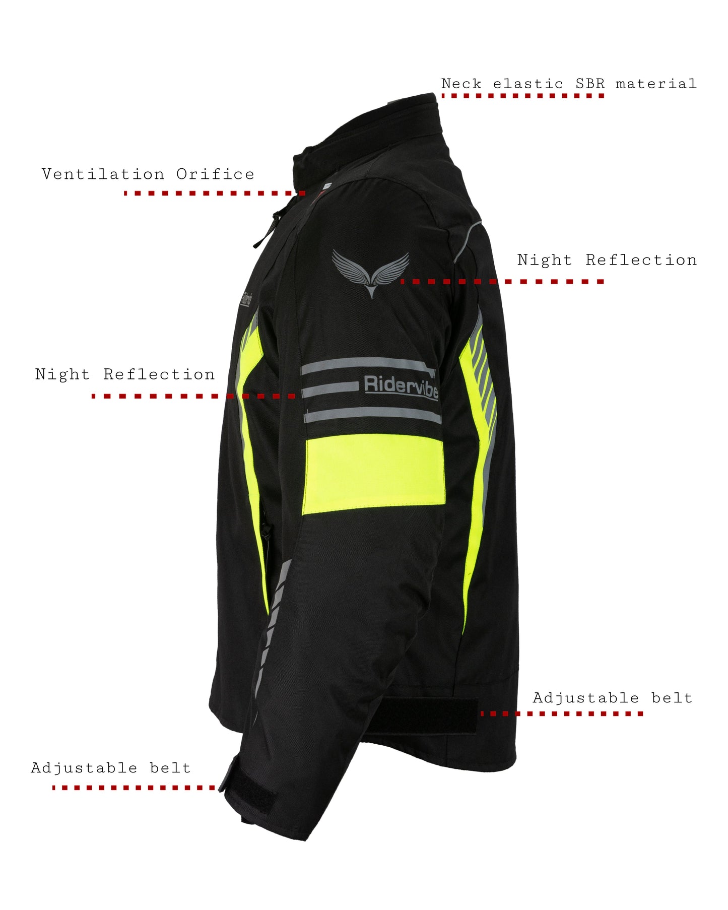 Dream Apparel Men's CE Armored Nylon & Mesh Motorcycle Neon and Black Waterproof Biker Jackets