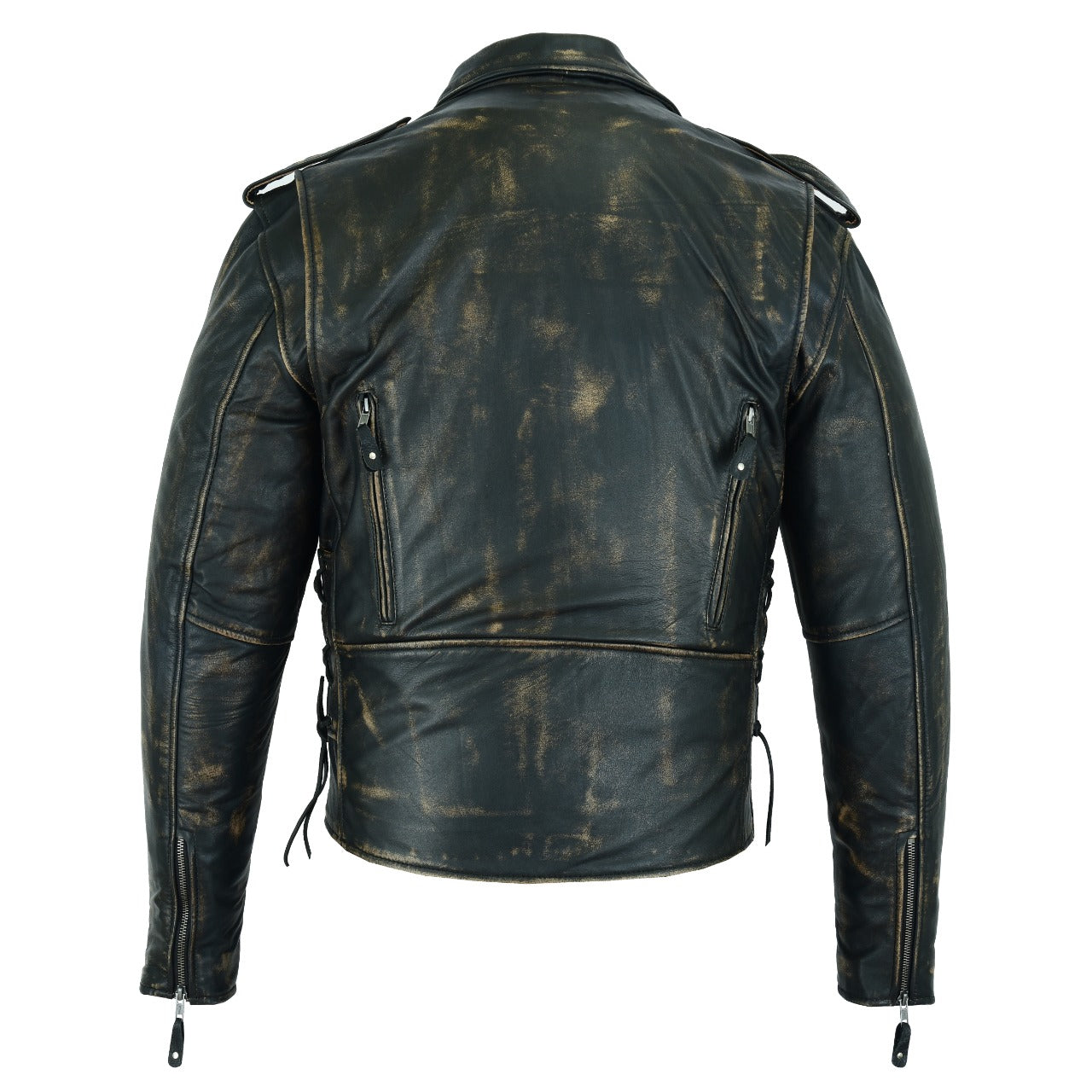 Dream Apparel Men's Distressed Brown Motorcycle Jacket with Conceal Carry Pockets