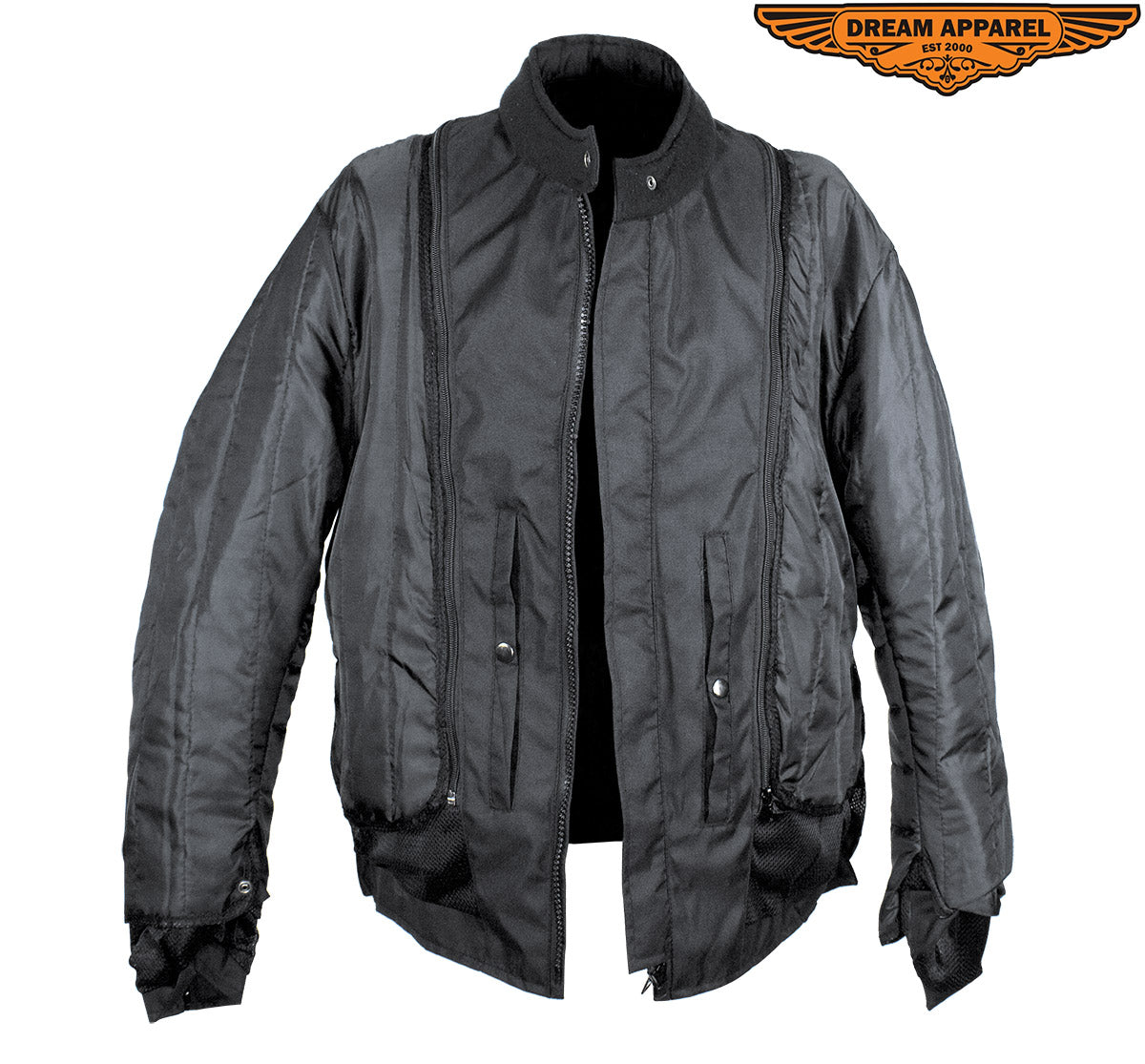 Men's Black Textile Racer Style Jacket