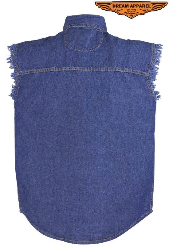 Mens Denim Dark Blue Sleeveless Shirt