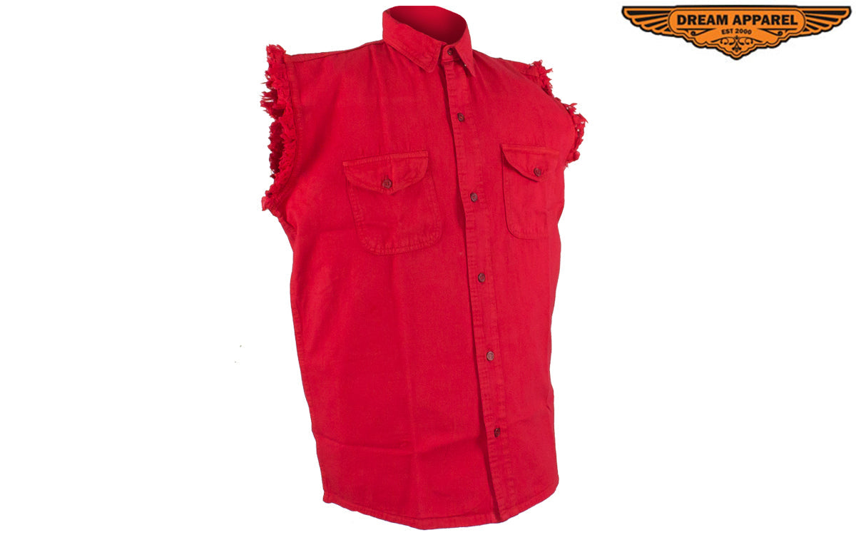 Mens Denim Red Sleeveless