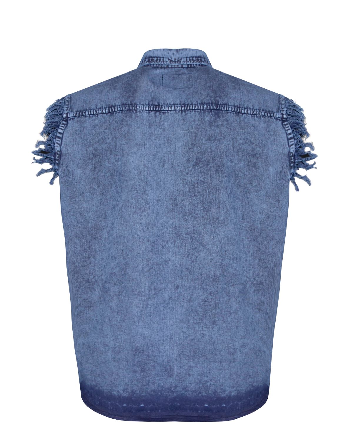 Dream Apparel Mens Biker Cuttoff Cotton Shirt Stonewash Royal Blue