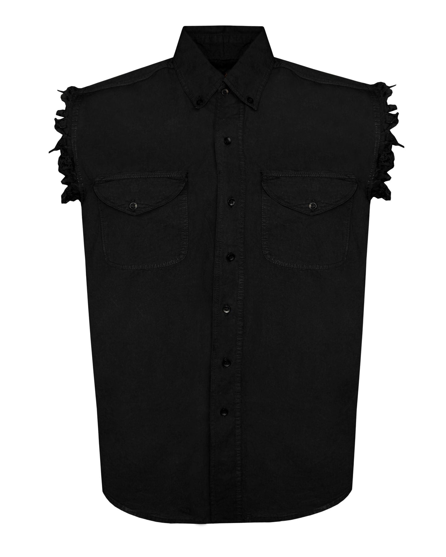 Dream Apparel Mens Biker Cuttoff Cotton Shirt Solid Black