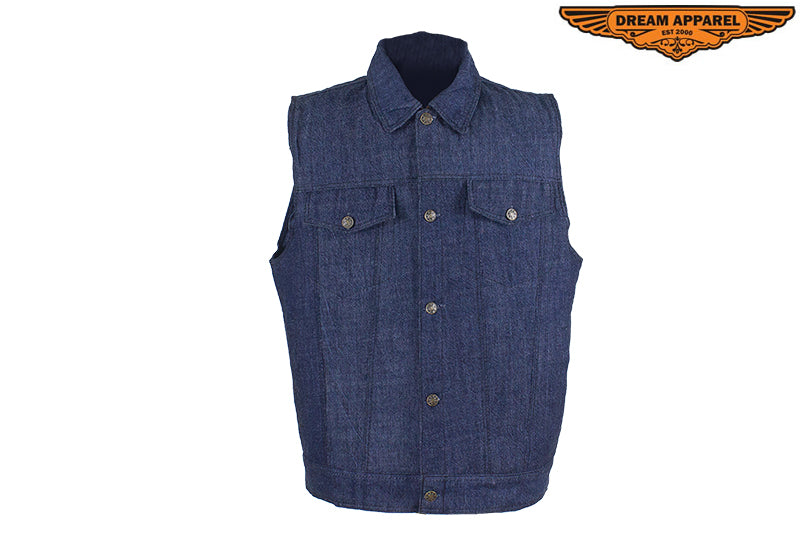 Men's Dark Blue Denim Gun Pocket Club Vest