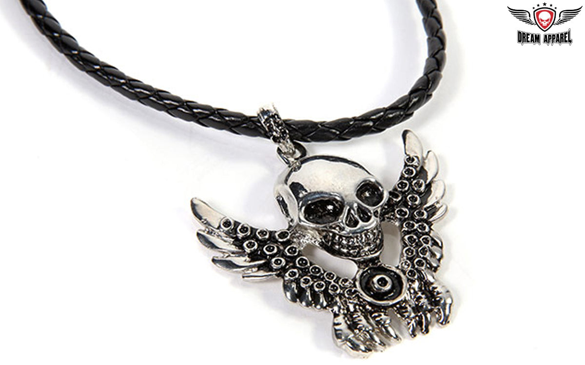 Pewter Flying Skull Pendent