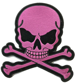 Dark Pink Skull with Crossbones Patch